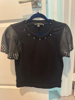 Diesel Black Short Sleeve Studded Top